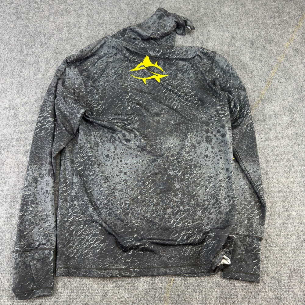 Loco Skailz Performance Fishing Hoodie Gaiter Shirt Grey Size S